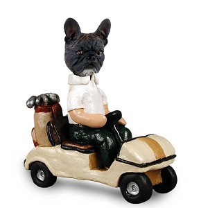 French Bulldog Golf Cart Doogie Collectible Dog Figurine