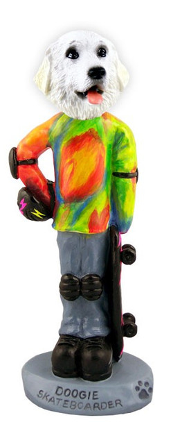 Great Pyrenees Skateboarder Doogie Collectible Dog Figurine