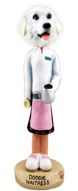 Great Pyrenees Waitress Doogie Collectible Dog Figurine