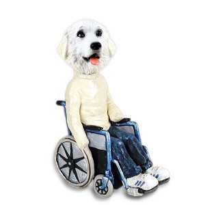 Great Pyrenees Wheelchair Doogie Collectible Dog Figurine