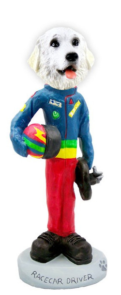 Great Pyrenees Racecar Driver Doogie Collectible Dog Figurine