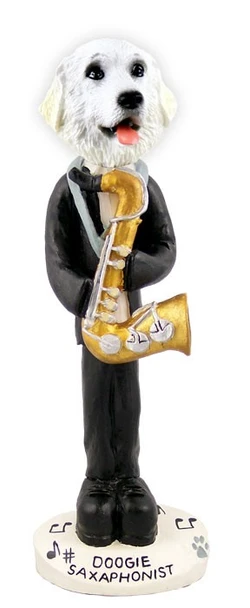 Great Pyrenees Saxophonist Doogie Collectible Dog Figurine