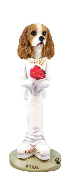 Brown & White Cavalier King Charles Spaniel Bride Doogie Collectible Dog Figurine