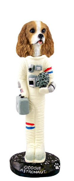Brown & White Cavalier King Charles Spaniel Astronaut Doogie Collectible Dog Figurine