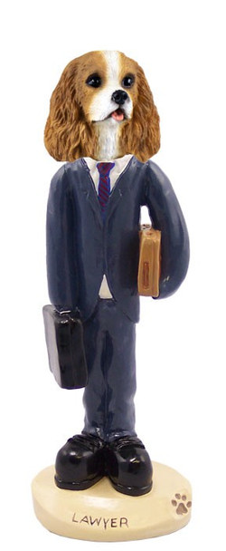 Brown & White Cavalier King Charles Spaniel Lawyer Doogie Collectible Dog Figurine