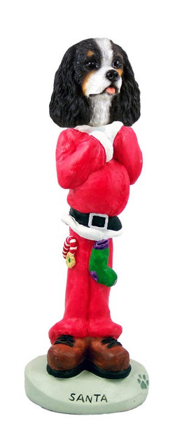 Black & White Cavalier King Charles Spaniel Santa Doogie Collectible Dog Figurine