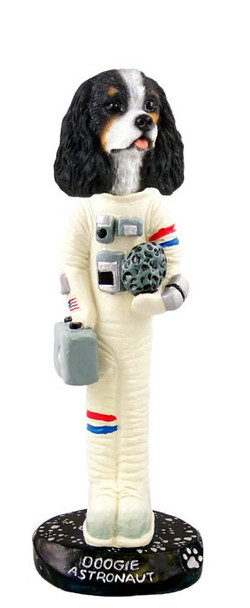 Black & White Cavalier King Charles Spaniel Astronaut Doogie Collectible Dog Figurine