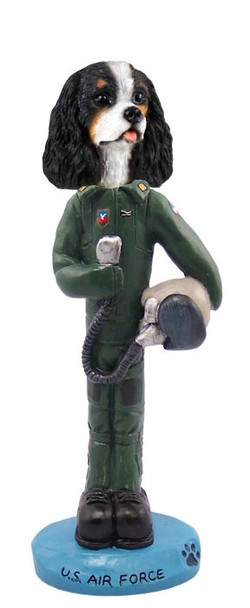 Black & White Cavalier King Charles Spaniel U S Air Force Doogie Collectible Dog Figurine