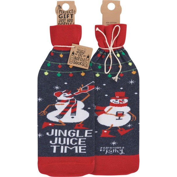 Wine Bottle Sock Holder - Jingle Juice Time - Snowman & Christmas Lights Design from Primitives by Kathy