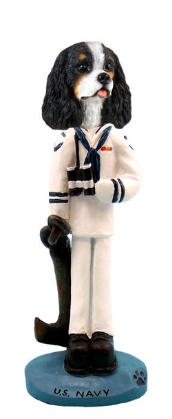 Black & White Cavalier King Charles Spaniel U S Navy Doogie Collectible Dog Figurine