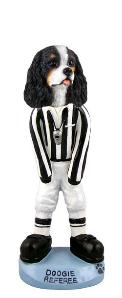 Black & White Cavalier King Charles Spaniel Referee Doogie Collectible Dog Figurine