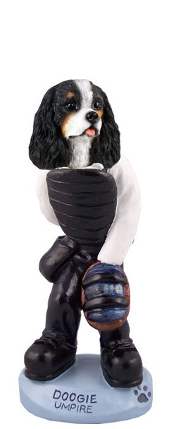 Black & White Cavalier King Charles Spaniel Umpire Doogie Collectible Dog Figurine