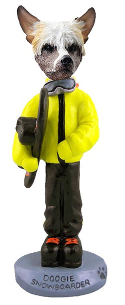 Chinese Crested Snowboarder Doogie Collectible Dog Figurine