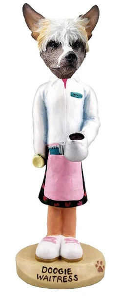 Chinese Crested Waitress Doogie Collectible Dog Figurine