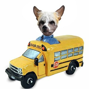 Chinese Crested School Bus Doogie Collectible Dog Figurine