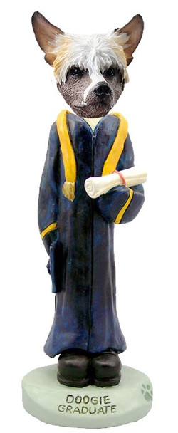 Chinese Crested Graduate Doogie Collectible Dog Figurine