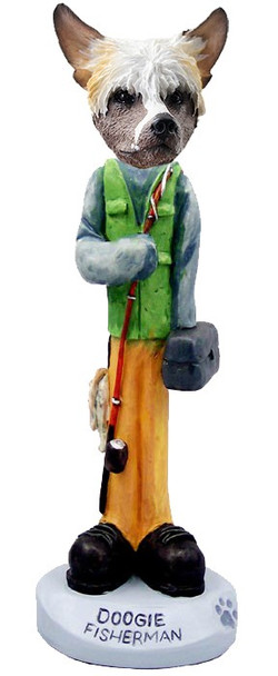 Chinese Crested Fisherman Doogie Collectible Dog Figurine