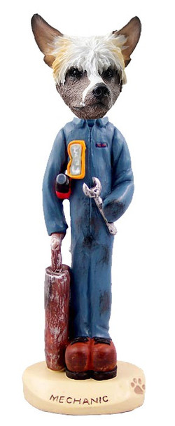 Chinese Crested Mechanic Doogie Collectible Dog Figurine