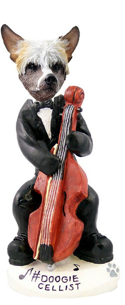 Chinese Crested Cellist Doogie Collectible Dog Figurine