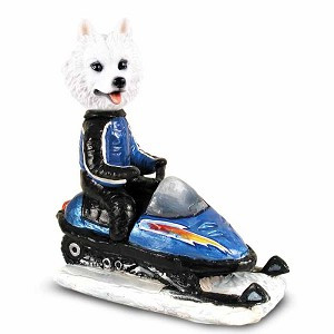 American Eskimo Snowmobile Doogie Collectible Dog Figurine