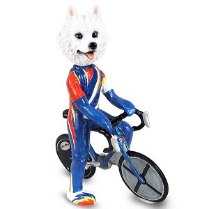 American Eskimo Bicycle Doogie Collectible Dog Figurine