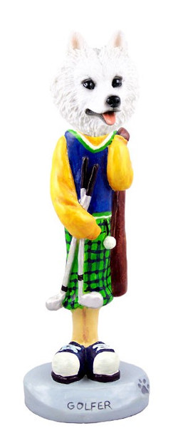 American Eskimo Golf Doogie Collectible Dog Figurine