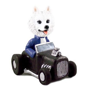 American Eskimo Hot Rod Doogie Collectible Dog Figurine