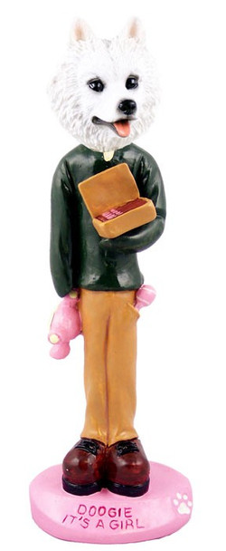 American Eskimo It's a Girl Doogie Collectible Dog Figurine