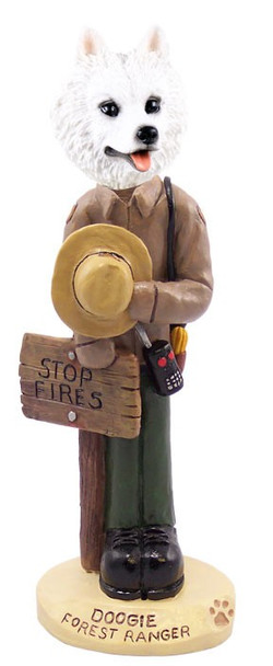 American Eskimo Forest Ranger Doogie Collectible Dog Figurine