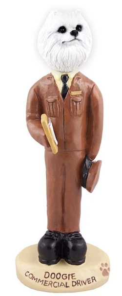 Miniature American Eskimo Commercial Driver Doogie Collectible Dog Figurine