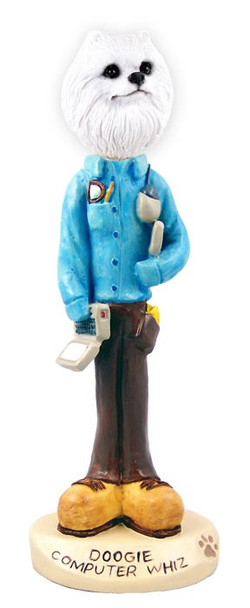 Miniature American Eskimo Computer Whiz Doogie Collectible Dog Figurine
