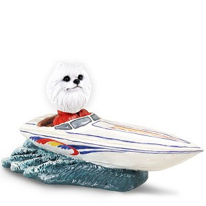 Miniature American Eskimo Motorboat Doogie Collectible Dog Figurine