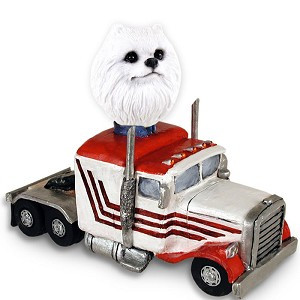 Miniature American Eskimo Truck Tractor Doogie Collectible Dog Figurine
