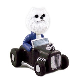 Miniature American Eskimo Hot Rod Doogie Collectible Dog Figurine