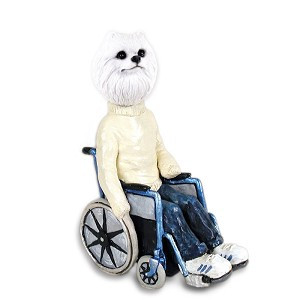 Miniature American Eskimo Wheelchair Doogie Collectible Dog Figurine