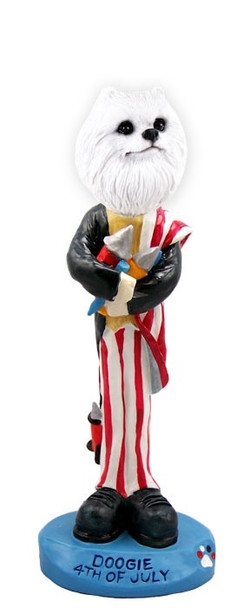 Miniature American Eskimo 4th of July Doogie Collectible Dog Figurine