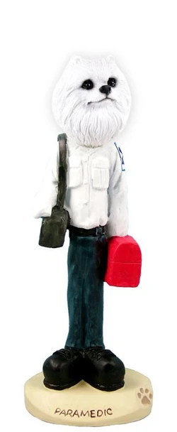 Miniature American Eskimo Paramedic Doogie Collectible Dog Figurine