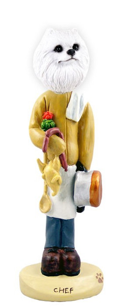 Miniature American Eskimo Chef Doogie Collectible Dog Figurine