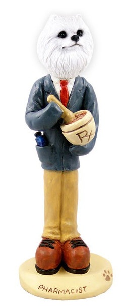 Miniature American Eskimo Pharmacist Doogie Collectible Dog Figurine