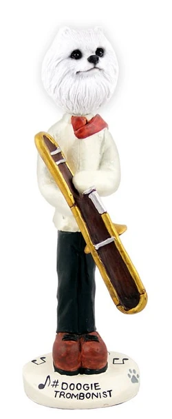 Miniature American Eskimo Trombonist Doogie Collectible Dog Figurine