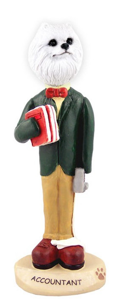 Miniature American Eskimo Accountant Doogie Collectible Dog Figurine