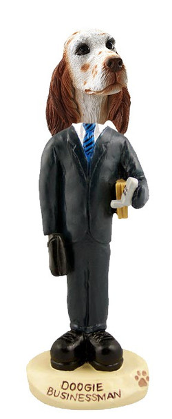 Orange Belton English Setter Businessman Doogie Collectible Dog Figurine
