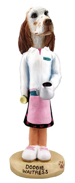 Orange Belton English Setter Waitress Doogie Collectible Dog Figurine