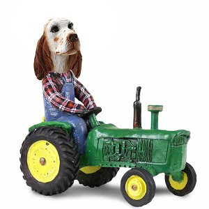 Orange Belton English Setter Tractor Doogie Collectible Dog Figurine