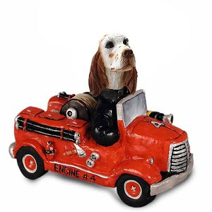 Orange Belton English Setter Fire Engine Doogie Collectible Dog Figurine