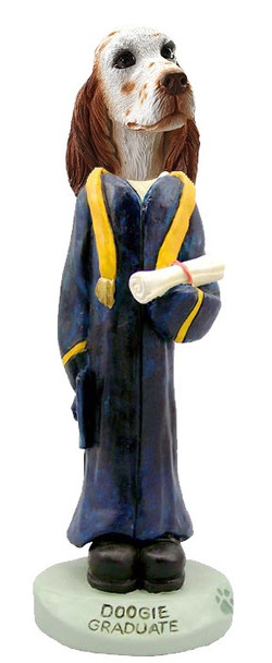 Orange Belton English Setter Graduate Doogie Collectible Dog Figurine