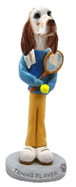 Orange Belton English Setter Tennis Player Doogie Collectible Dog Figurine
