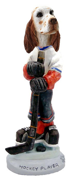 Orange Belton English Setter Hockey Player Doogie Collectible Dog Figurine