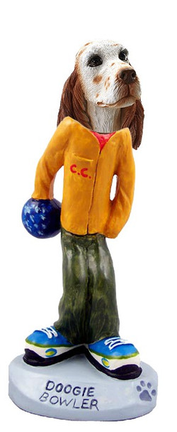 Orange Belton English Setter Bowler Doogie Collectible Dog Figurine