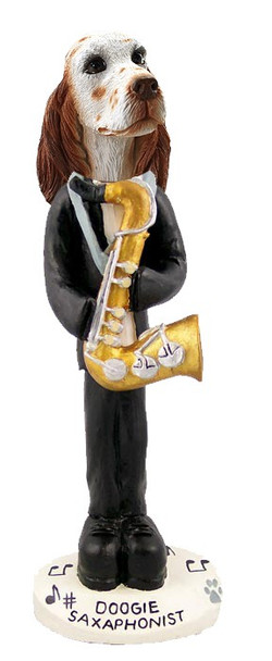 Orange Belton English Setter Saxophonist Doogie Collectible Dog Figurine